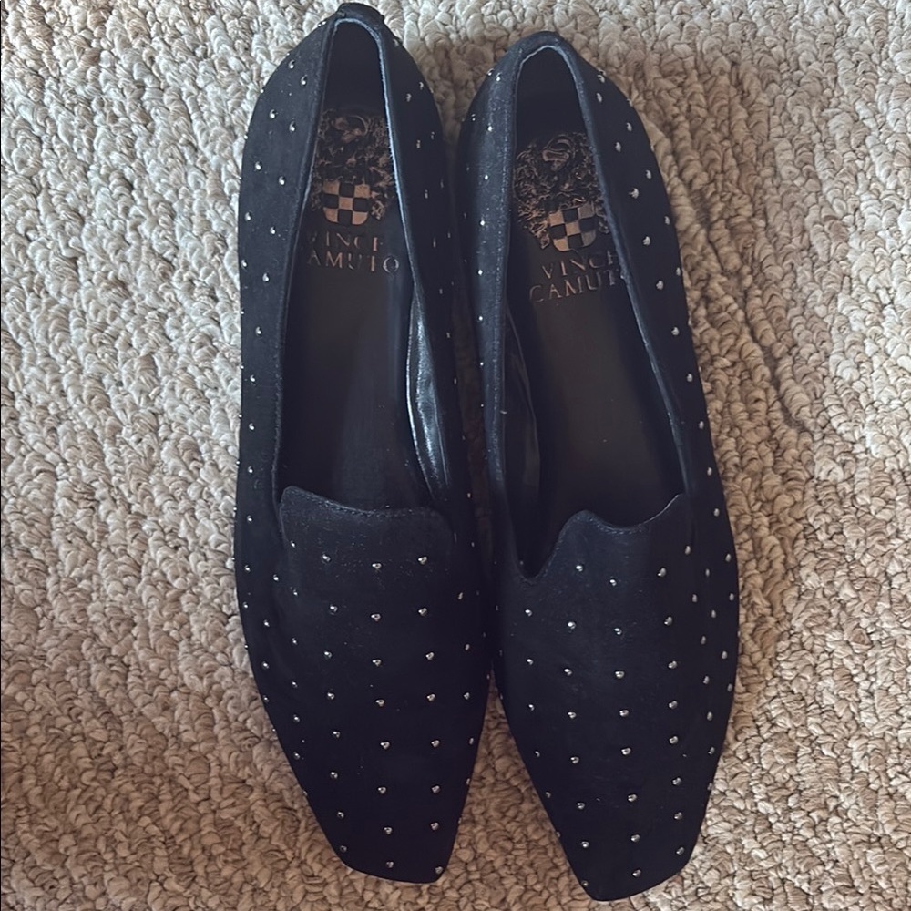 Vince Camuto Elegant Black Studded Loafers - Picture 2 of 4